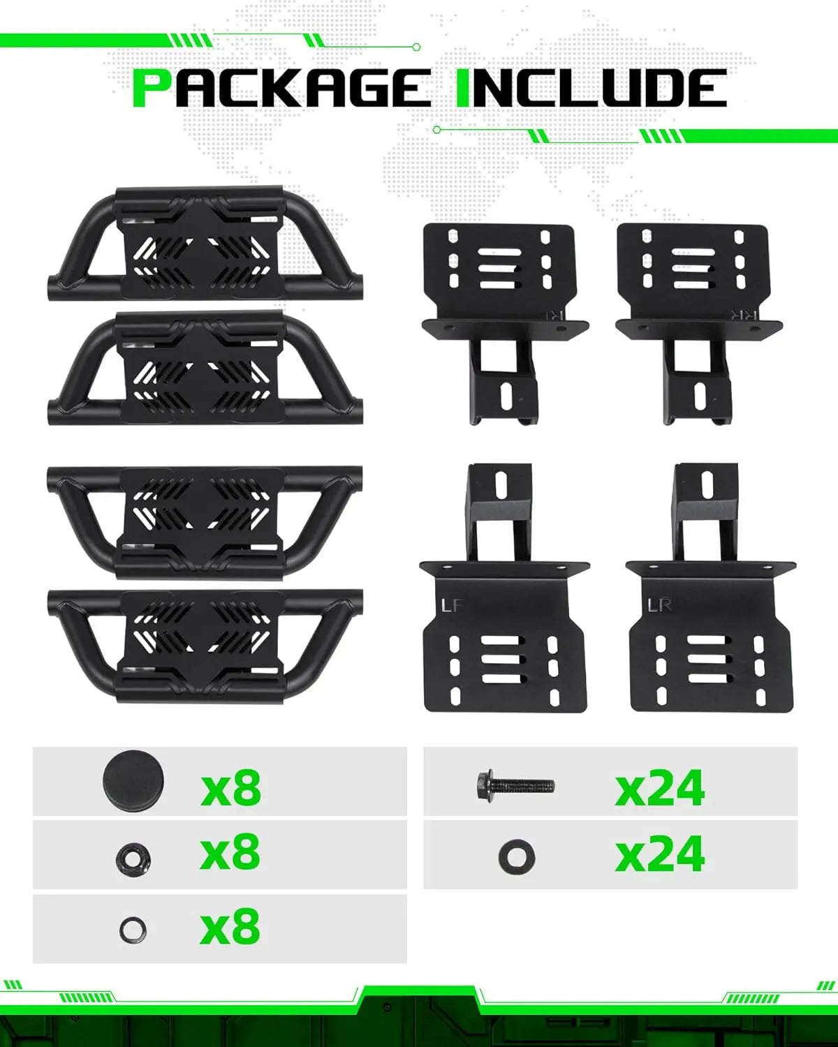 4X EZ Side Steps for 2007-2018 Jeep Wrangler JK-8